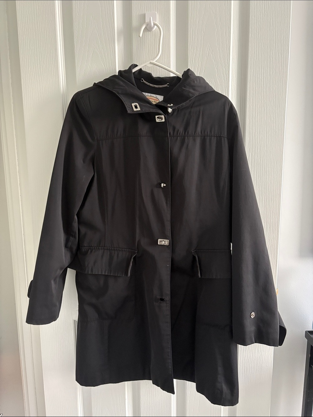 Classic Black Hooded Women's Coat